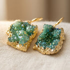 Elora Raw Green Aura Quartz Druzy Earrings