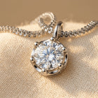 925 Sterling Silver Elegant Moissanite Solitaire Pendant Necklace: Tim Necklace