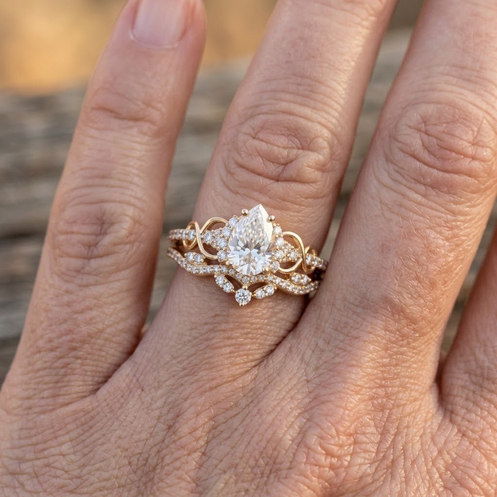 Engagement Ring Golden Plated Alloy