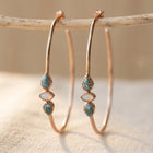 Turquoise  Handmade Boho Hoop Stone Earrings