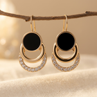 Black Geometric Stud Earrings Cubic Zirconia