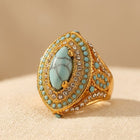 Bohemian Vintage With Synthetic Gems Turquoise Luxury Ring