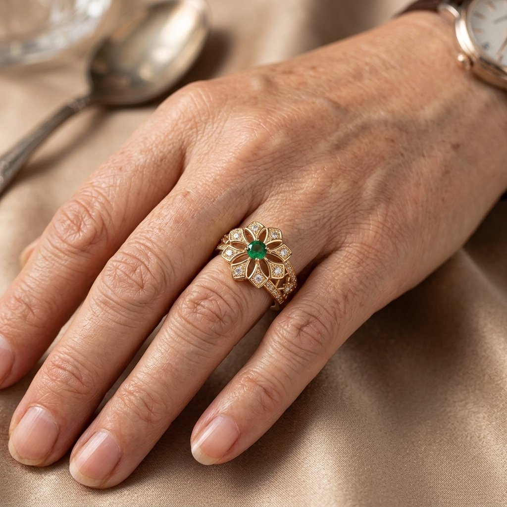 Hollow Ethnic Zirconia Ring