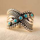 Bohemian Synthetic Turquoise Inlay Ring Wide Boho Ring