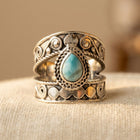 Vintage Bohemian Copper Ring with Synthetic Turquoise Ring
