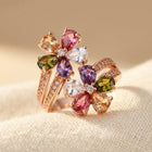 Boho Double Flower Weddings Proposals Colorful Synthetic Rin Ring