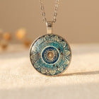 Rounded Blue Mandala Necklace