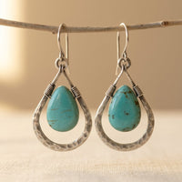 Natural Turquoise Stone Earrings Silver