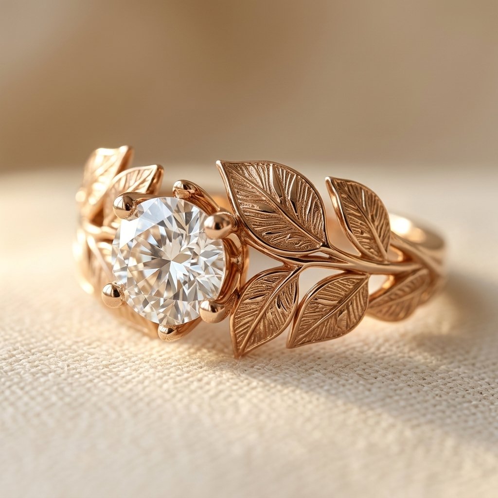 Hand Carved Floral Copper Ring