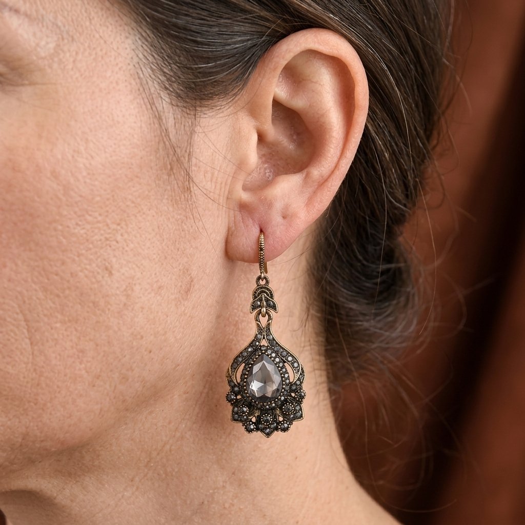 Luxury Boho Gray Crystal Earrings