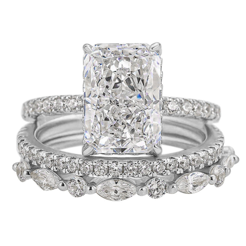 Jaily 3PC Wedding Ring Set | White Gold