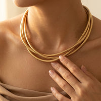 Layered Gold Silver Snake Chain Necklace