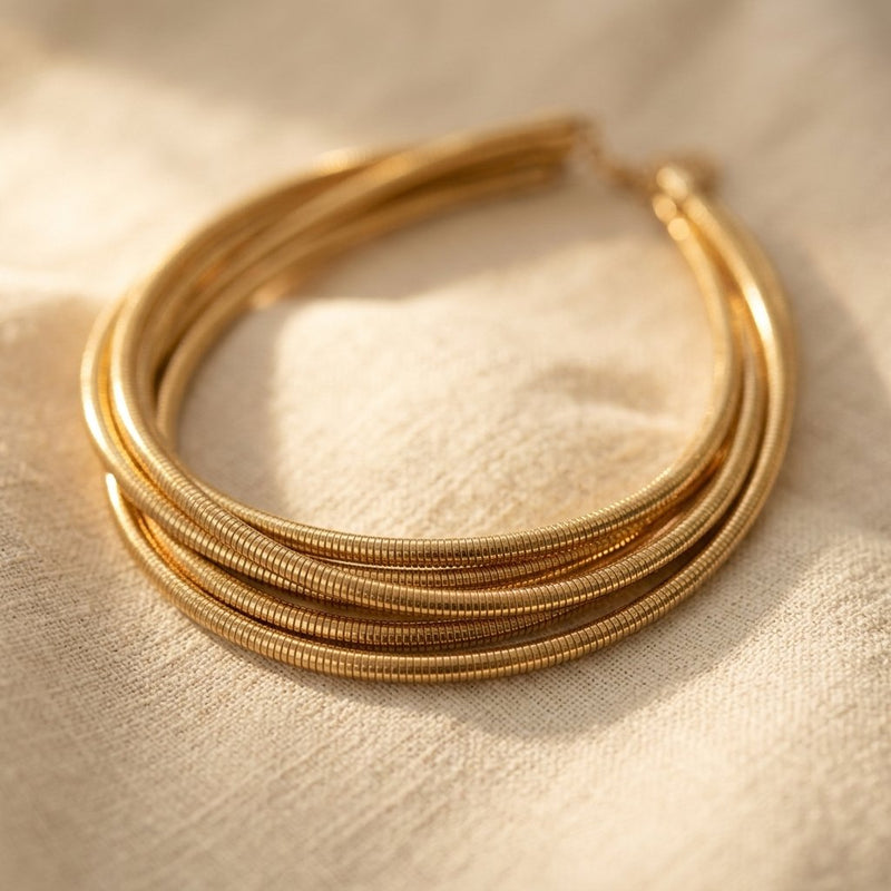 Layered Gold Silver Snake Chain Necklace