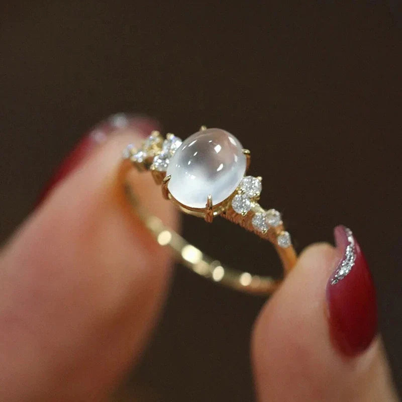 Lunar Glow Moonstone Diamond Ring
