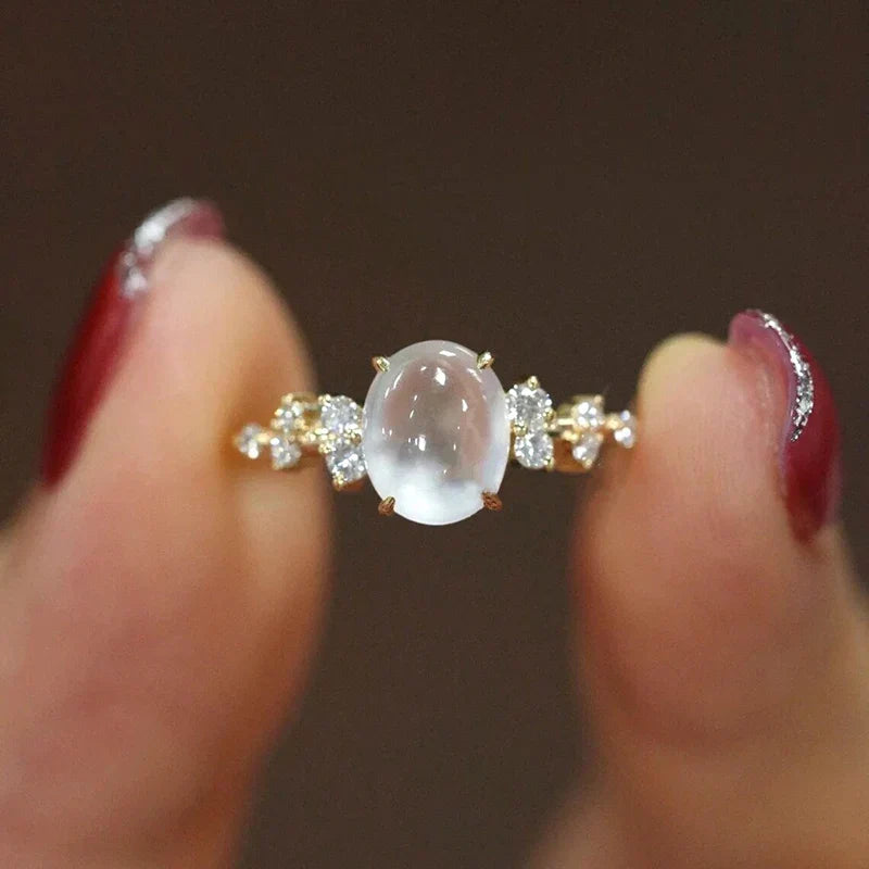 Lunar Glow Moonstone Diamond Ring