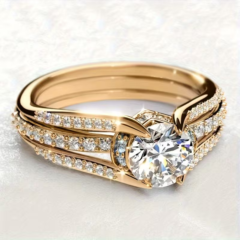 Luxury Ring Inlaid Shiny Zirconia Ring