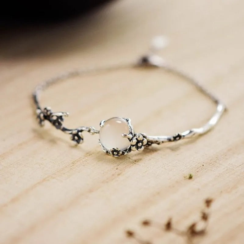 Vintage Silver Plated Floral Branch Bracelet