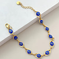 Minimalist Evil Eye Gold Plated Tennis Bracelet