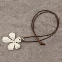 Minimalist Hammered Asymmetrical Flower Pendant Adjustable Necklace