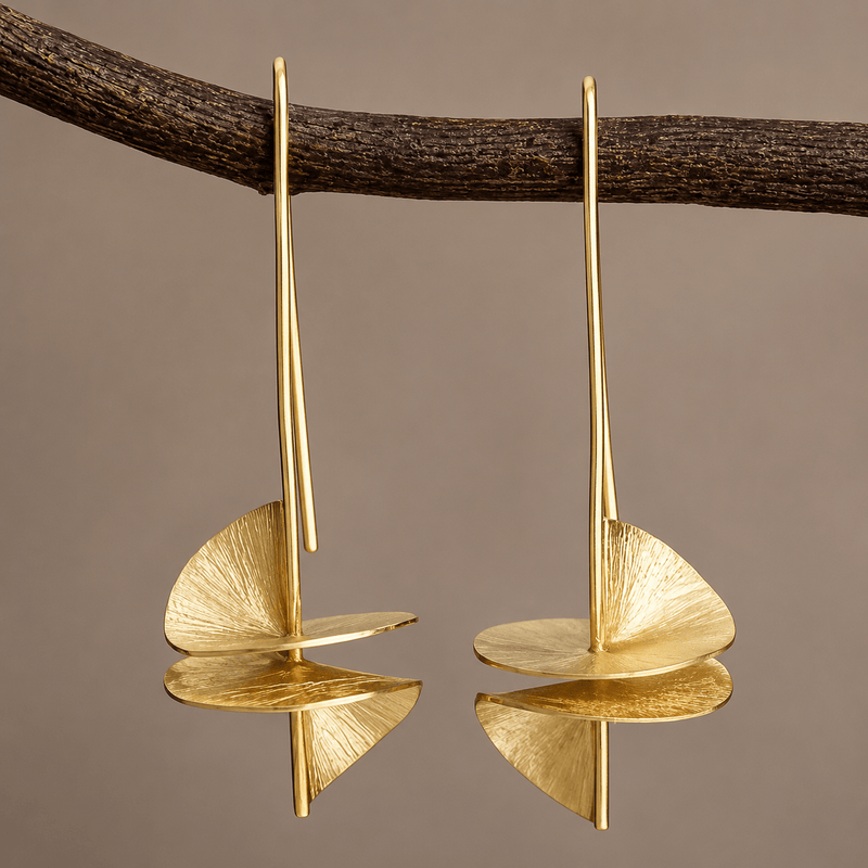 Modern Gold Sculptural Drop Earrings