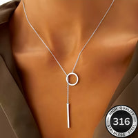 Modern Gold Y-Drop Necklace in Stainless Steel
