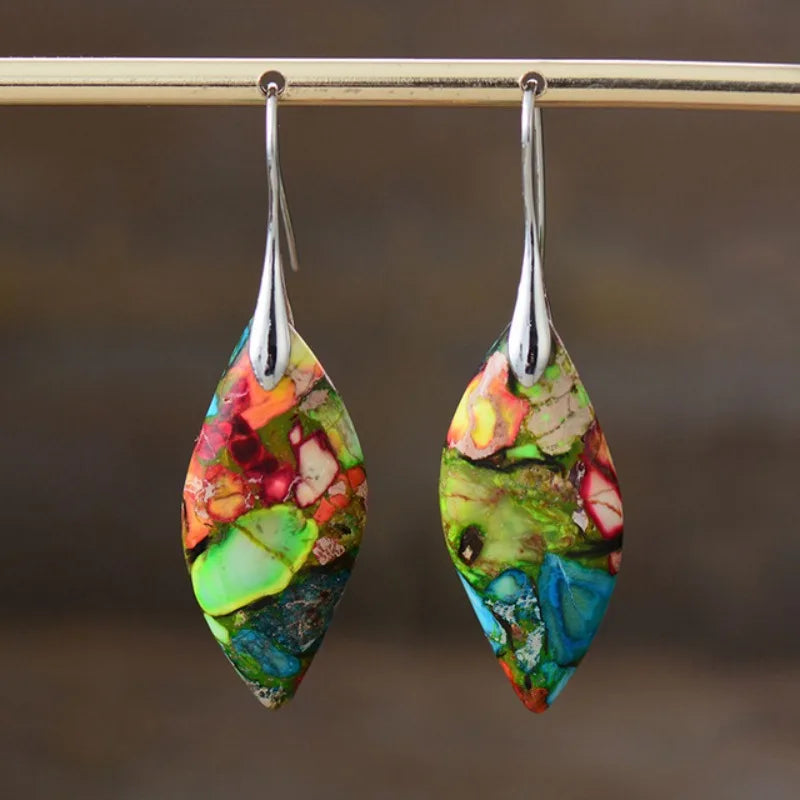 Mosaic Jasper Marquise Drop Earrings