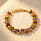 Multicolor Gemstone Gold Oval Link Bracelet