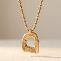 Organic Gold Open Square Pendant Necklace