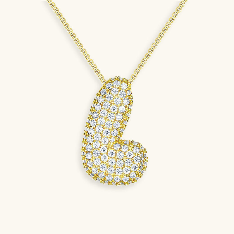 Pavé Diamond Bubble Initial Necklace