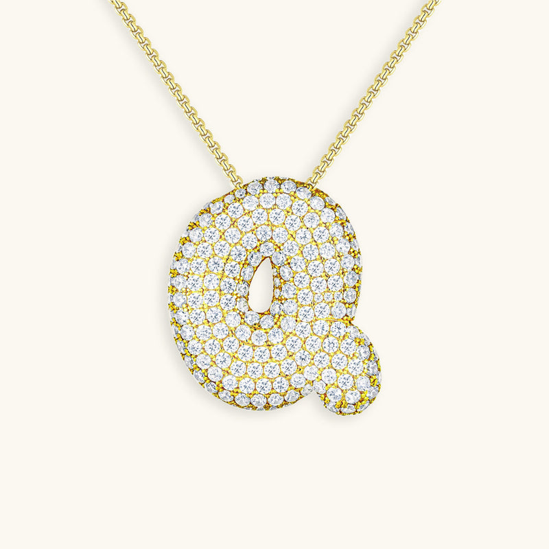 Pavé Diamond Bubble Initial Necklace