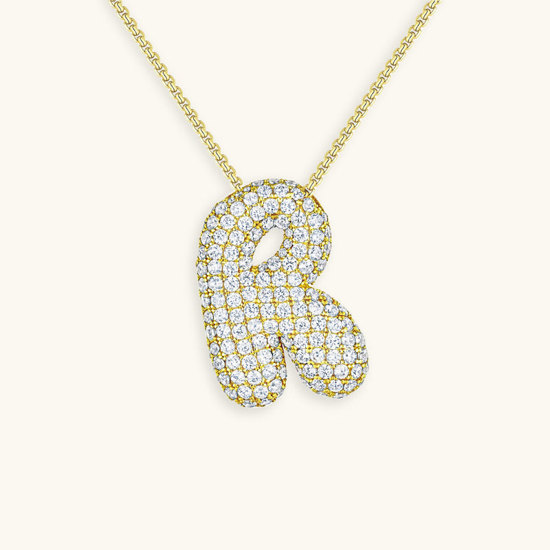Pavé Diamond Bubble Initial Necklace