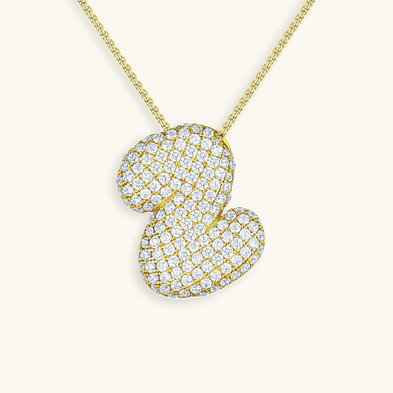 Pavé Diamond Bubble Initial Necklace