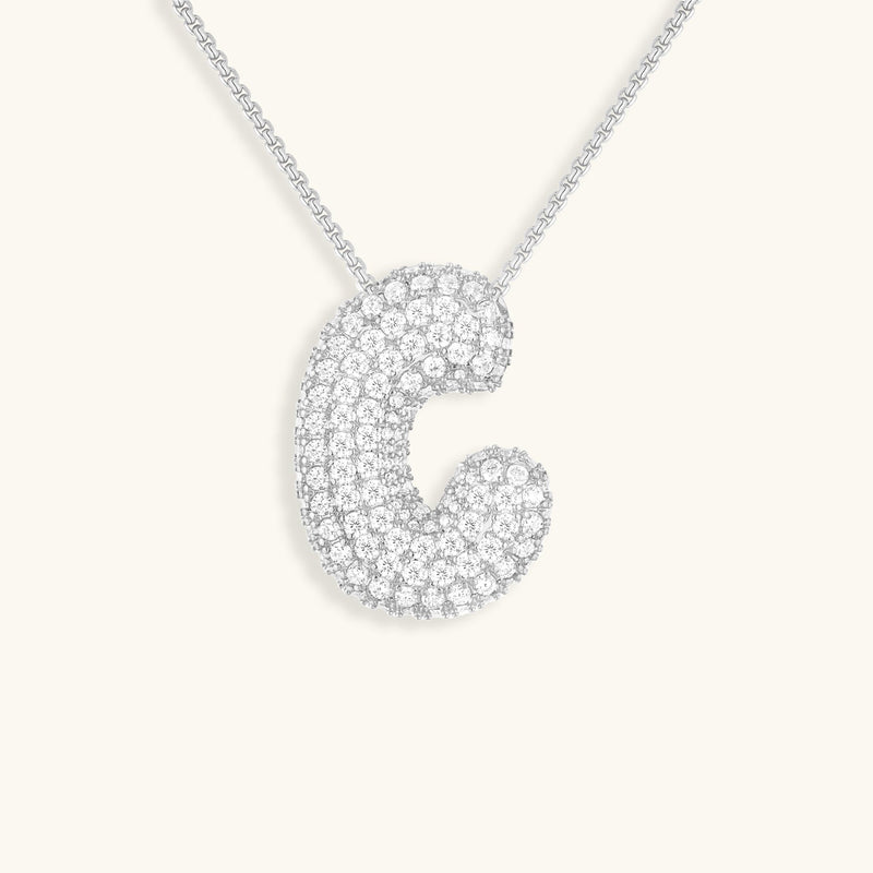 Pavé Diamond Bubble Initial Necklace