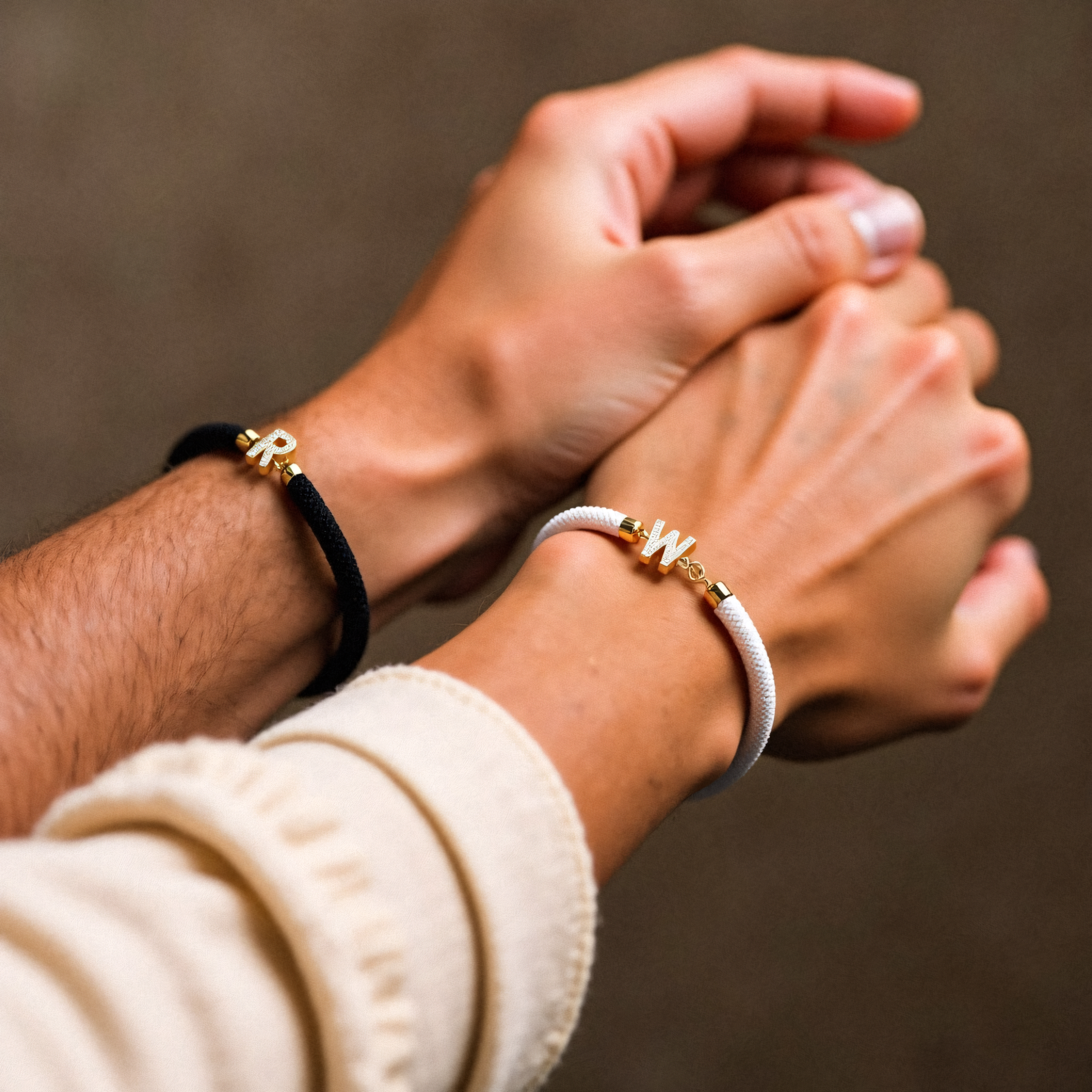 Dainty Personalized Initial Cord Bracelet with Pavé Diamond Charm