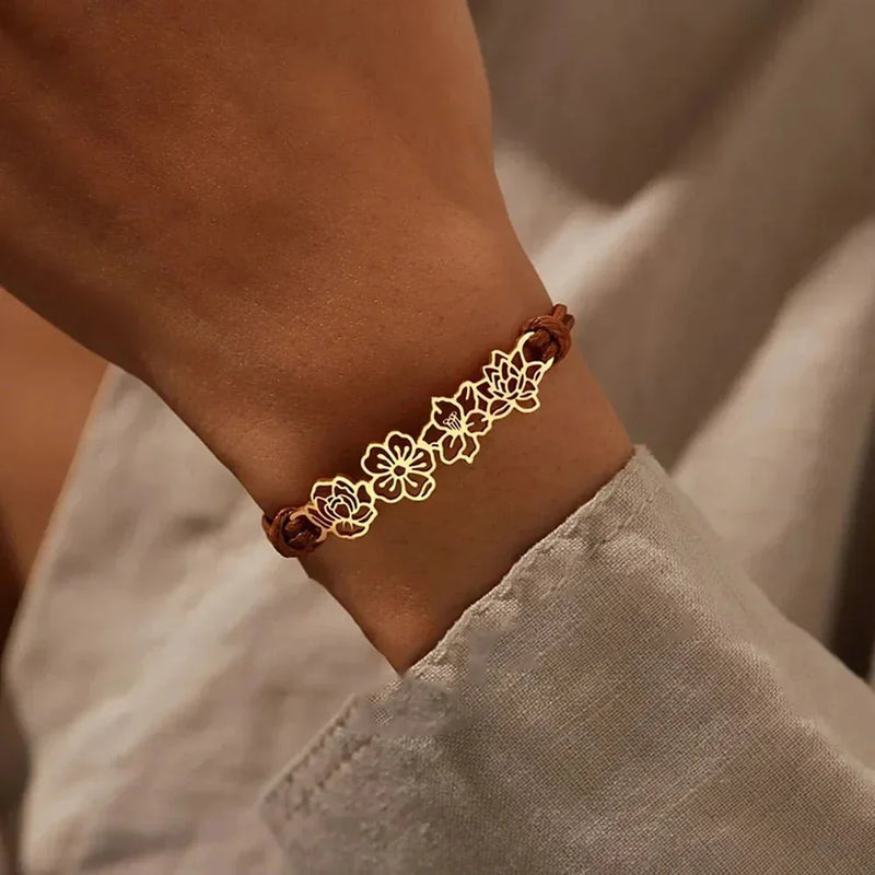Personalized Birth Flower Bracelet