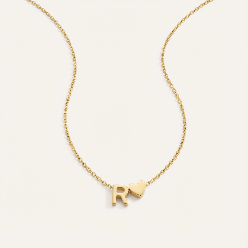 Personalized Letter & Heart Initial Necklace