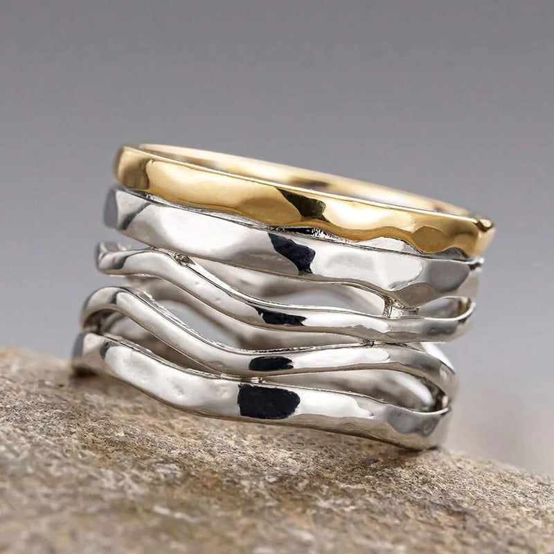Retro Handcrafted Mixed Metal Multi Strand Wide Band