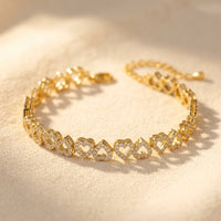 Romantic Gold Pavé Heart Link Bracelet