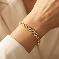 Romantic Gold Pavé Heart Link Bracelet