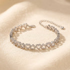Romantic Silver Pavé Heart Link Bracelet