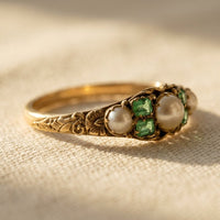 Vintage Gold Green Cubic Zirconia Ring
