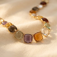 Colorful Gold Cushion Pendant Necklace