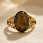Gold Tigers Eye Oval Cabochon Ring