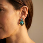 Vintage Gold Turquoise Beaded Leaf Earrings