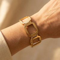 Gold Geometric Hollow Open Rectangle Bracelet