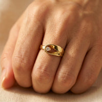 Modern Gold Twisted Band Round Ring