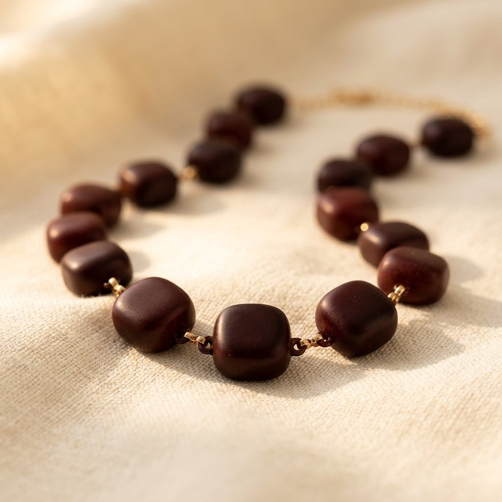 Retro Gold Chocolate Sphere Bead Necklace