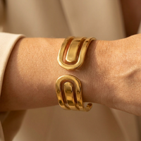 Gold Multi Layer Cuff Opening Bracelet