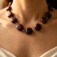 Retro Gold Chocolate Sphere Bead Necklace