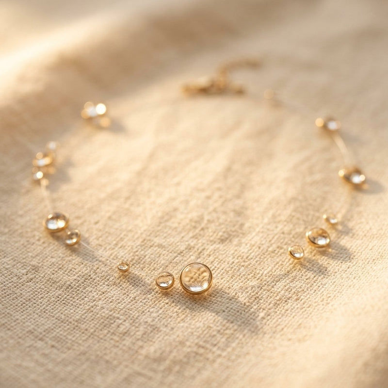 Minimalist Gold Bezel Crystal Station Bracelet